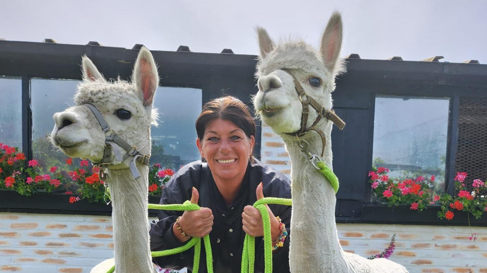 Bianca met alpaca's Teun en Pleun